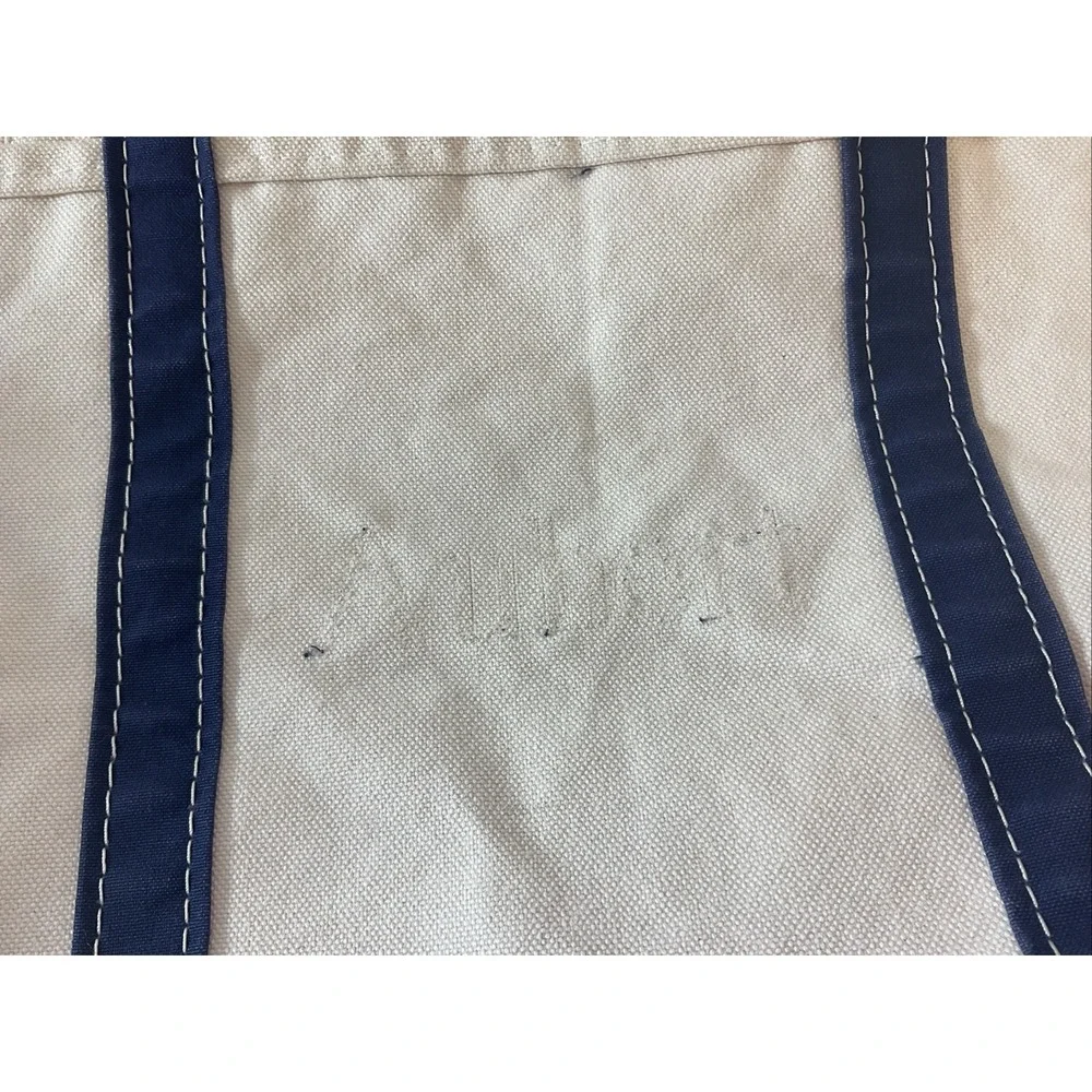 Vintage LL Bean Blue And White Canvas Boat & Tote XL‎ Size Sturdy Made in USA